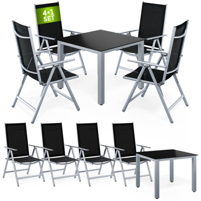 Deuba Tavolo e Sedie da Giardino Alluminio Bern 5 pz Schienale Regolabile Set da Pranzo Esterno Argento