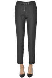 Wool slim fit trousers en oferta