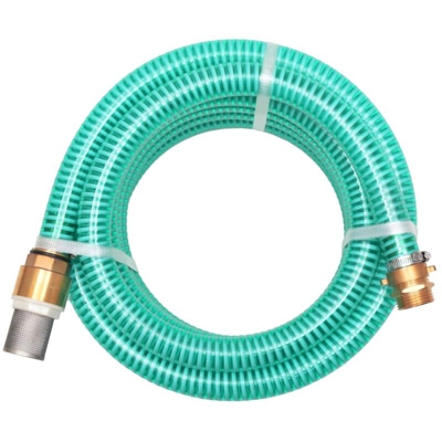vidaXL Tubo di Aspirazione con Connettori in Ottone 15 m 25 mm Verde - Verde