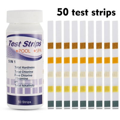 5 in 1 piscina SPA strisce cloro reattivo pH alcalinita della durezza dell'acqua test strisce Healthwater piscina 50Pcs