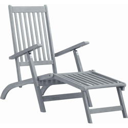 Sedia a Sdraio da Esterno con Poggiapiedi in Massello di Acacia Grigio Slavato - Grigio - Vidaxl precio