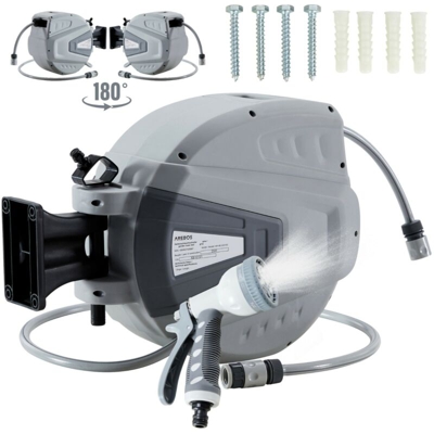 Avvolgitubo da GIardino Tubo dell'acqua Inteligente Giardino Grigio 30 m - Arebos