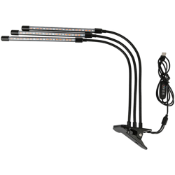 Lampada per la crescita delle piante a 3 teste Lampada da tavolo con illuminazione a spettro completo 3 tipi di modalità, 6 tipi di luminosità - Noir en oferta