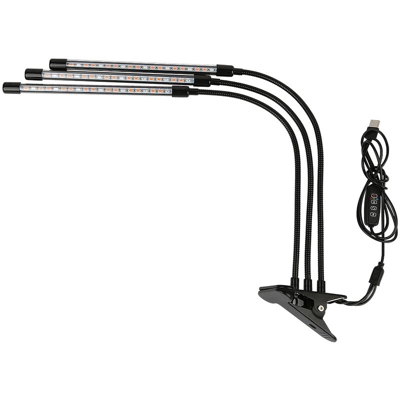 Lampada per la crescita delle piante a 3 teste Lampada da tavolo con illuminazione a spettro completo 3 tipi di modalità, 6 tipi di luminosità - Noir