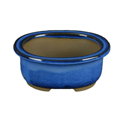Vaso per bonsai Giapponese Morrisan ovale in gres smaltato blu 10,5x8,5x4,5 cm - B03-3-1B en oferta