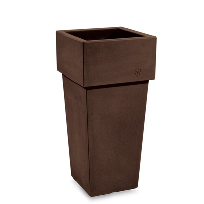 Cache pot quadrato in resina "Gemini" h. 100 cm. Bronzo