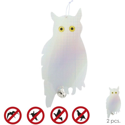 Gufo spaventapasseri riflettente da appendere con 2 Jingle Bells (2 pezzi)