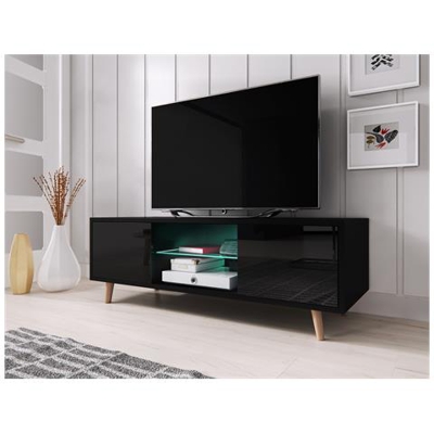Mobile Tv Cindi Scandinavo E Minimalista Con Illuminazione A Led. Colore Nero.