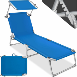 Tectake - lettino prendisole, regolabile in 4 posizioni - sdraio, sdraio da giardino, lettino mare - blu en oferta