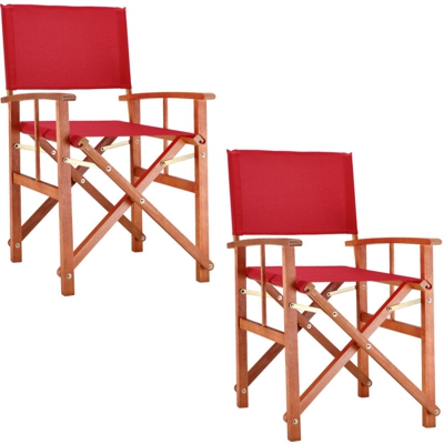 Sedia da giardino Cannes FSC® Foreste correttamente gestite legno di eucalipto sedie pieghevoli da regista balcone terrazza 2x rosso - Deuba