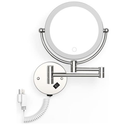 Specchio Per Trucco Led Montato A Parete Con Spina 5x Specchio Cosmetico Ingranditore Specchi Da Parete Bifacciali Specchi Da Bagno Oscuranti Con Tocco | specchi Per Il Trucco (argento) en oferta