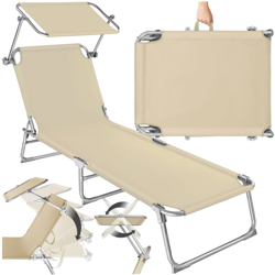 Tectake - lettino prendisole, regolabile in 4 posizioni - sdraio, sdraio da giardino, lettino mare - beige precio