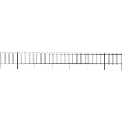 Recinzione Giardino Punta Tonda in Acciaio 11,9x1,2 m Nera - Nero - Youthup