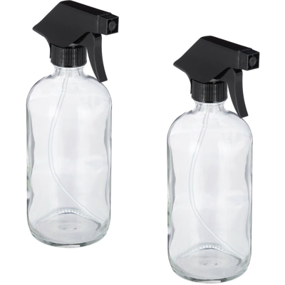 Relaxdays - Spruzzino Nebulizzatore, Set 2x500 ml Bottiglie Spray Vuote, Vaporizzatore Parrucchieri, Pulizia, Trasparente