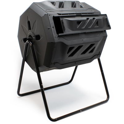Wiltec - Compostiera girevole da giardino composter rotante a due scomparti 160 litri