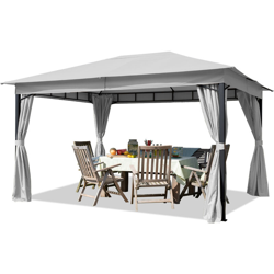 Gazebo da Giardino 3x4 m con telo impermeabile da ca. 180g/m² - 4 pareti laterali grigio chiaro – profilo da ca. 6x6 cm características