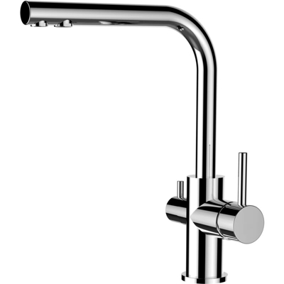 Rubinetto 3 vie miscelatore lavello fontana cucina VIZIO con canale separato per acqua filtrata canna a L