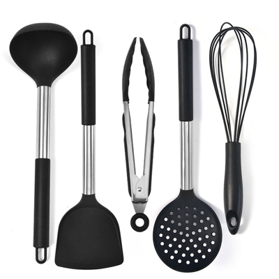 Set di utensili da cucina, Utensili da cucina resistenti al calore in silicone, Utensili da cucina 5 pezzi, Frusta, Pennello per imbastire, Turner