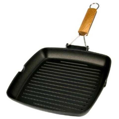 Corpo alluminio pressofuso spessore fondo mm 5 Rivestimento teflon Classic Manico legno pieghevole Adatta cottura senza grassi