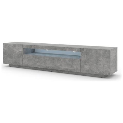 Lowboard Aura - Armadio Per Tv Da 200 Cm, Da Appendere O In Piedi, Universale, Per Tv, Credenza Hifi (calcestruzzo Con Led)