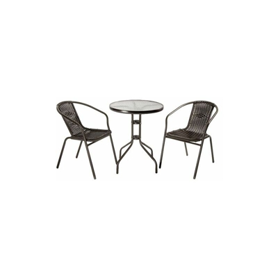 SET GIARDINO IN POLYRATTAN 'ACHILLE' colore marrone