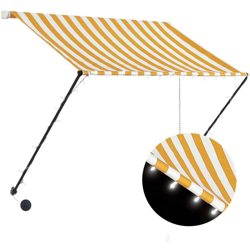 Tenda da Sole Retrattile con LED 200x150 cm Giallo e Bianco características