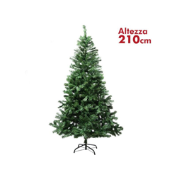Albero Di Natale 210Cm 1000 Rami Pino Verde Super Folto Base A Croce In Metallo características