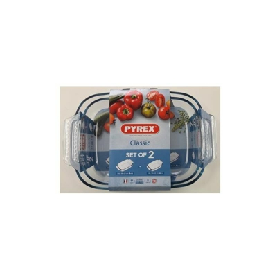 Set 2 Lasagnere 34x22cm e 38x25cm in Vetro per Forno - Pyrex