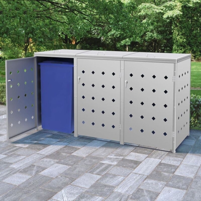 YOUTHUP Copribidone per Spazzatura Triplo 240 L in Acciaio Inox - Argento