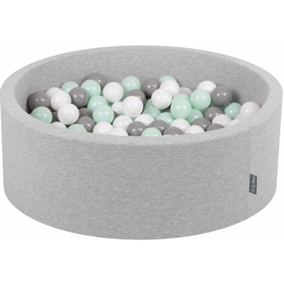 90X30cm/300 Palline ? 7CM Piscina Di Palline Colorate Per Bambini Tondo Fabbricato In EU, Grigio Ch:Bianco/Grigio/Menta - grigio