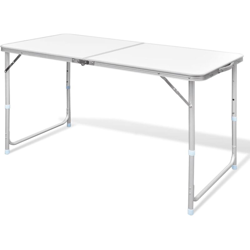 vidaXL Tavolo da Campeggio Pieghevole Alluminio Regolabile 120x60cm - Bianco precio