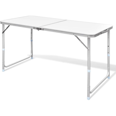vidaXL Tavolo da Campeggio Pieghevole Alluminio Regolabile 120x60cm - Bianco