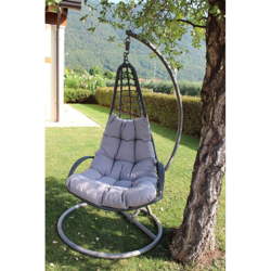 Milani Home - Sedia A Dondolo Poltrona Intrecciata Sospesa Da Giardino Con Morbido Cuscino Colore Bianco precio