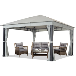 Gazebo da Giardino 4x4 m Alu Premium con Copertura del Tetto Impermeabile ca. 220 g/m² - 4 pareti Laterali grigio precio