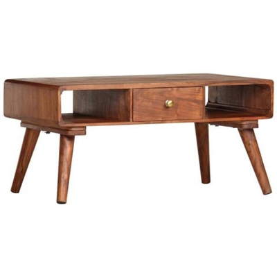 Tavolino Da Caffè 85x50x41 Cm In Legno Massello Di Acacia