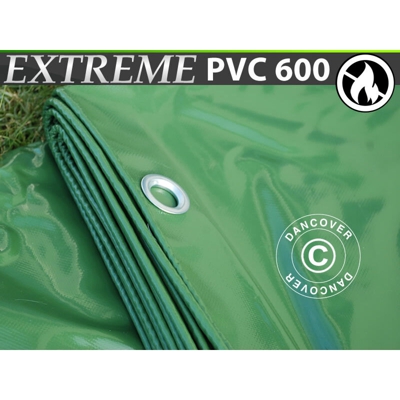 Telo Telone occhiellato 8x14m, PVC 600g/m², Verde, Ignifugo
