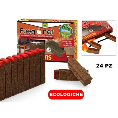 24 Pastiglie Ecologiche A Fiammifero X Accensione Fuoco E Carbonella No Chimici