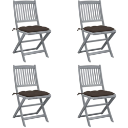 Sedie da Giardino Pieghevoli 4pz con Cuscini in Massello Acacia - Grigio talpa - Vidaxl en oferta
