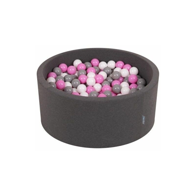 90X40cm/300 Palline ? 7CM Piscina Di Palline Colorate Per Bambini Tondo Fabbricato In EU, Grigio Sc:Grigio/Bianco/Rosa - grigio sc:grigio/bianco/rosa