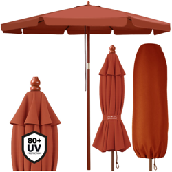 Ombrellone da giardino in legno 330cm protezione UV50+ idrorepellente ombrelloni esterno piscina terrazzo balcone terracotta (de) en oferta