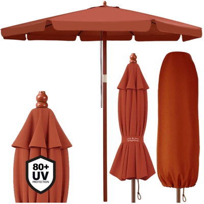 Ombrellone da giardino in legno 330cm protezione UV50+ idrorepellente ombrelloni esterno piscina terrazzo balcone terracotta (de)