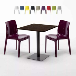 Grand Soleil - Tavolo Quadrato 60x60 cm Piano Effetto Legno con 2 Sedie Colorate Ice Kiss | Viola características