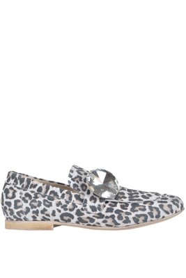 Animalier effect leather mocassins
