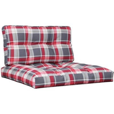 vidaXL Cuscini per Divano a Pallet 2 pz Rosso Motivo a Quadri - Multicolore