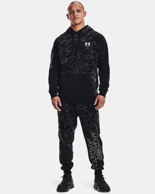 Felpa con cappuccio UA Rival Fleece Camo Script da uomo
