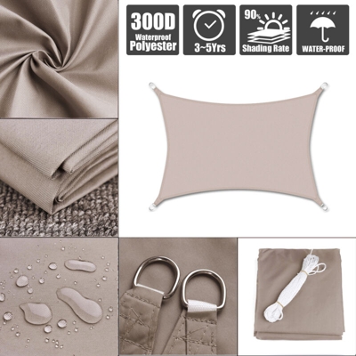 Tenda Solare Rettangolare Extra Heavy Duty Khaki Vela Sun Outdoor Rettangolare 4x6m