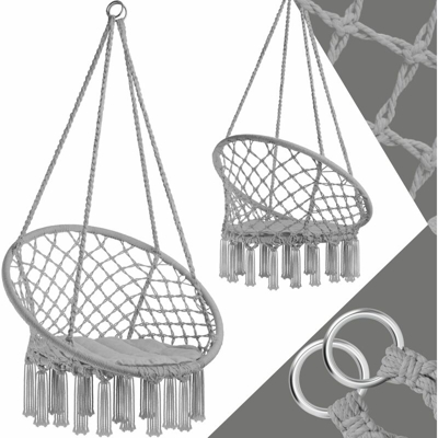 Tectake - Poltrona sospesa Jane - poltrona appesa - grigio