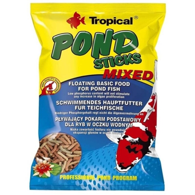 Pond Sticks Mixed Ricarica in Busta da 1000ml/90gr - stick galleggianti per pesci da laghetto - Tropical