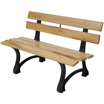 Panca panchina da giardino terrazza HWC-F96 legno ghisa ~ 2 posti 125cm naturale