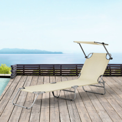 Set di 2 Lettini Prendisole con Tettuccio Parasole Regolabile, 2x Sdraio Pieghevole con Schienale Reclinabile - Supporto fino a 110 kg - Beige precio